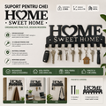 Suport de Perete pentru Chei „Home Sweet Home” – 10 Cârlige, Metalic, Design Decorativ