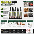 Set 5 Pieces Cartell Super Glue – Quick and Strong Bonding, 1 g/Tube